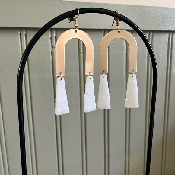 NWOT—Handmade Gold Rainbow Drop Earrings - Picture 2 of 5